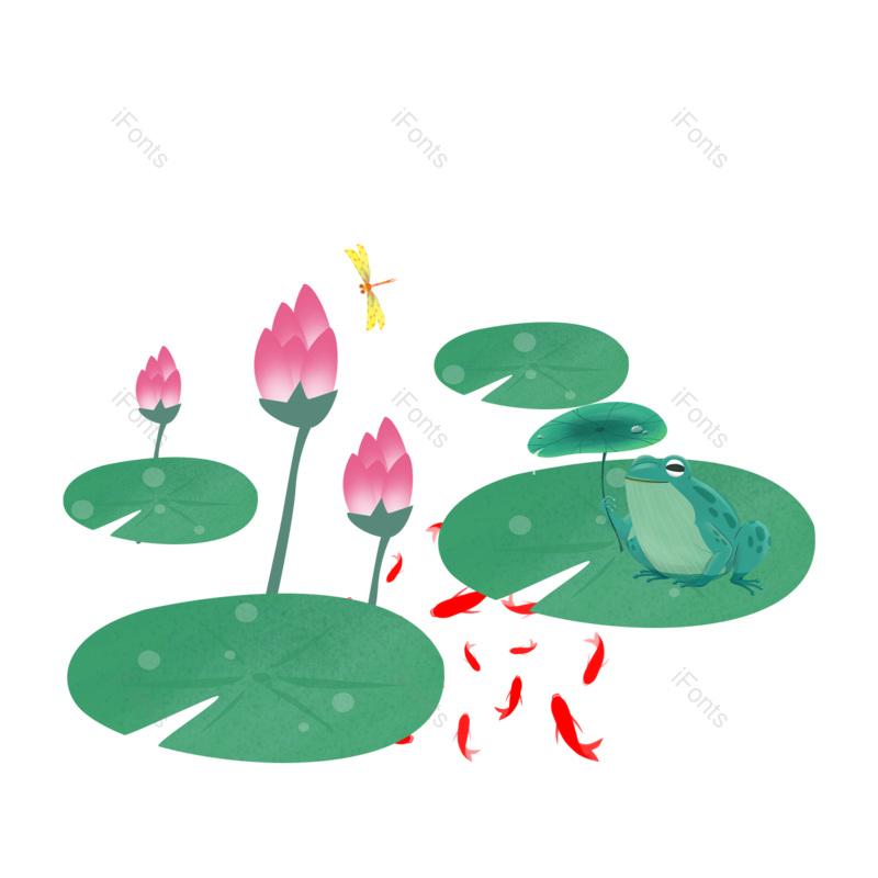 装饰图片,元素元素,荷花PNG,青蛙免抠素材
